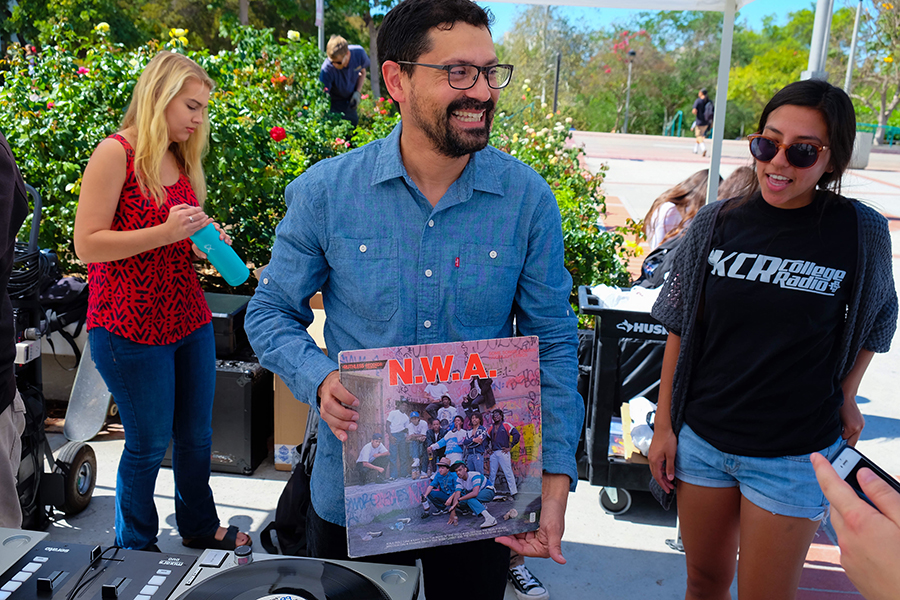 Rubalcaba remixed some of his music with KCR at a Thursday SDSU farmer's market.