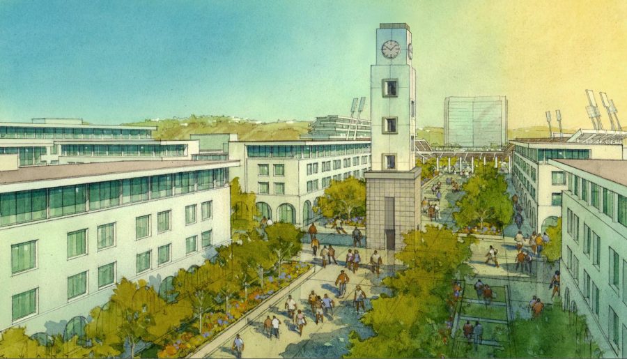 A newly-released rendering of plans for an expansion of SDSU's campus onto the current SDCCU Stadium site in Mission Valley. Photo courtesy of SDSU NewsCenter.