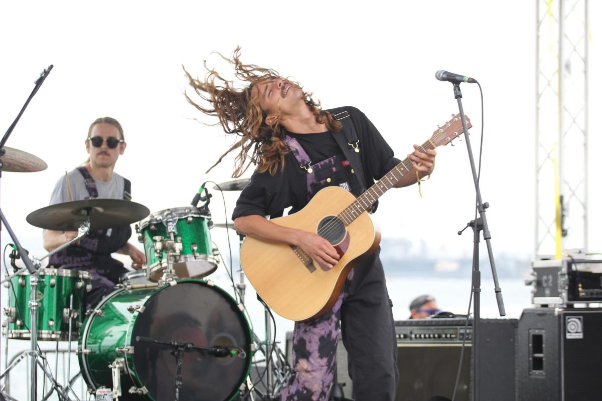 Putting on a show at the Harbor Stage, Half Hour Late gives it their all on day two of Wonderfront.