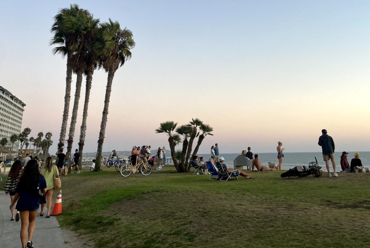 The walking pathway in Pacific Beach, San Diego, at sunset on Feb. 8, 2025.